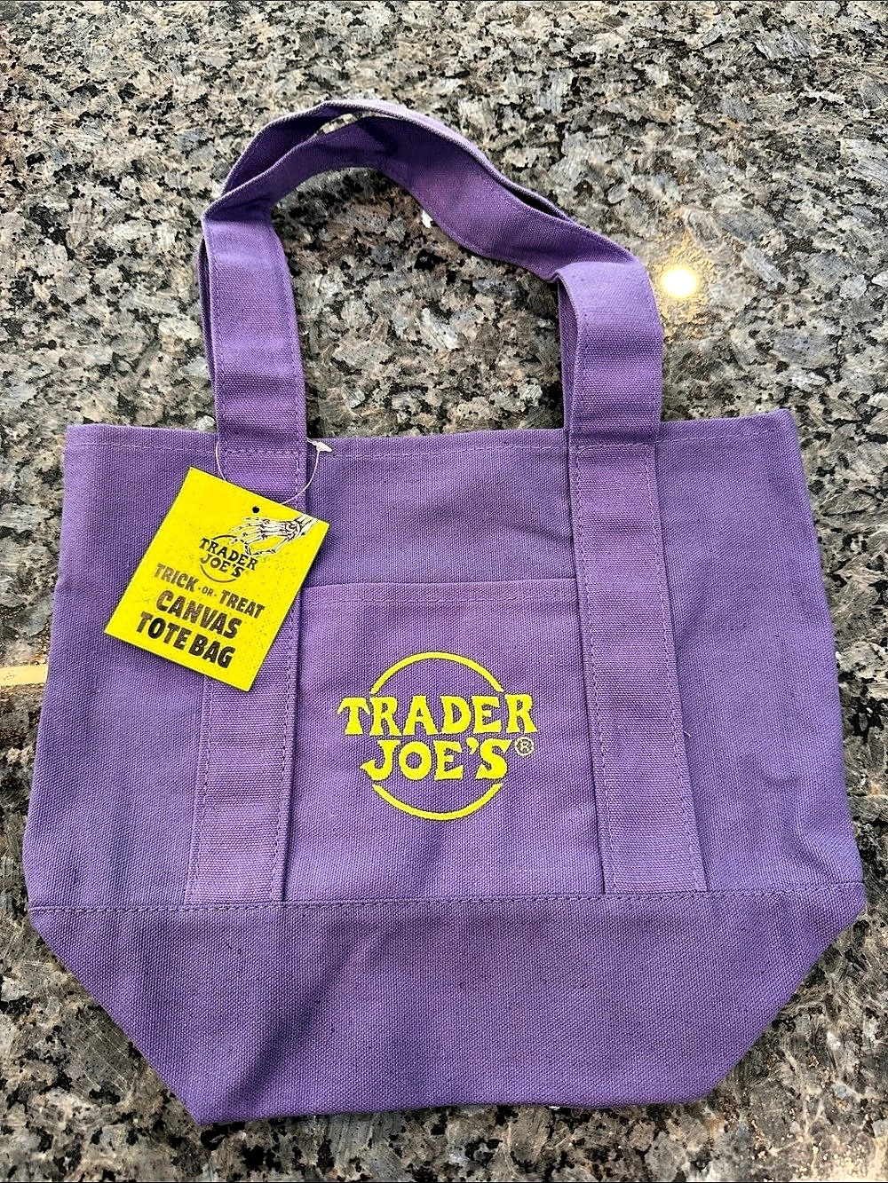 Trader Joe's Trick or Treat Canvas Tote Bag Purple NWT